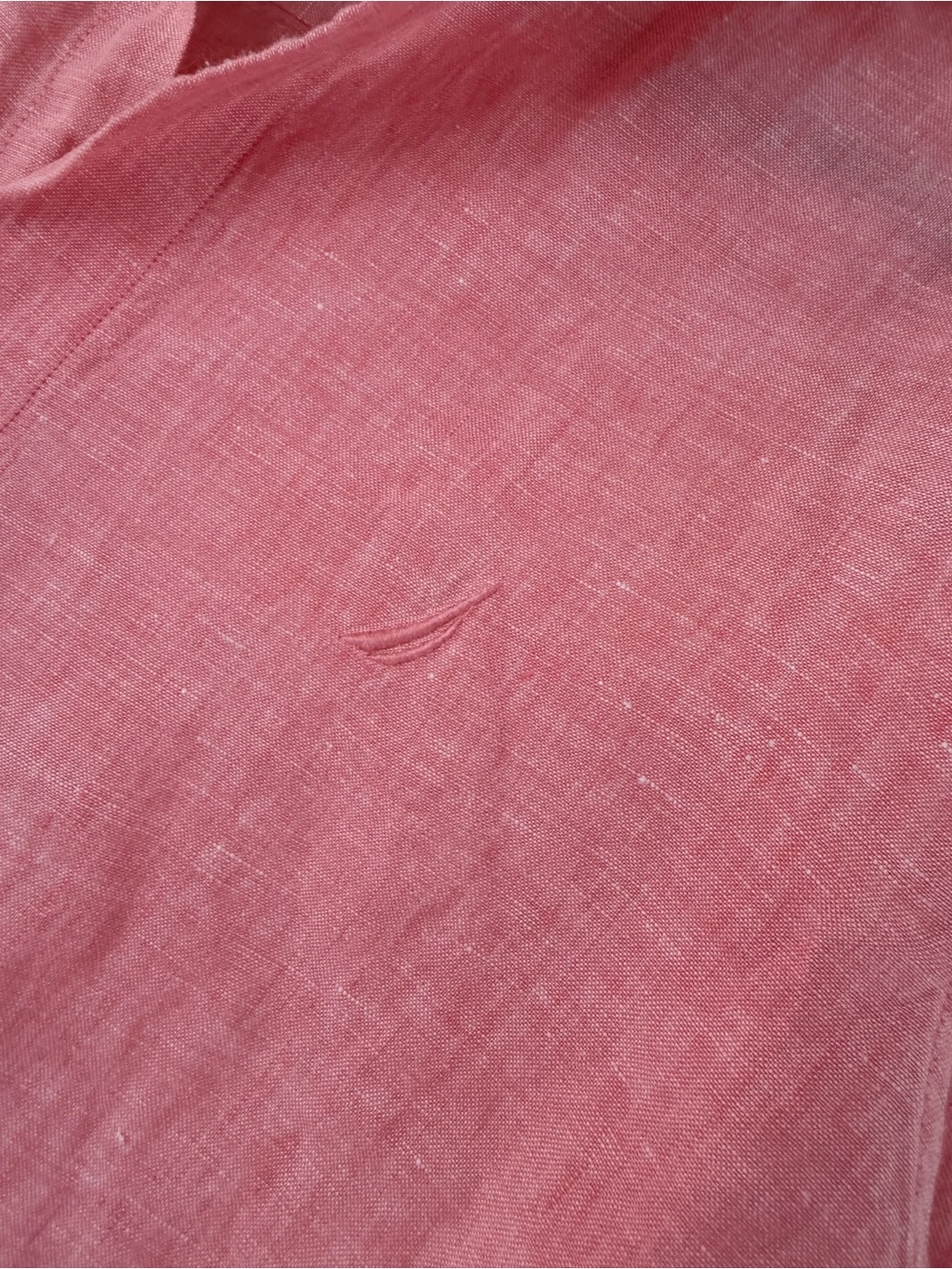 Nautica Men's Coral Pink Linen Button-Down Shirt szSmall - Picture 5 of 6